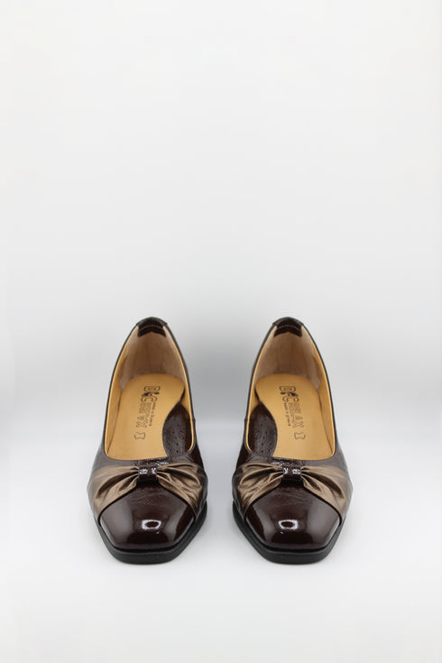DFC Relax Wedge Heel Leather Bow Loafers